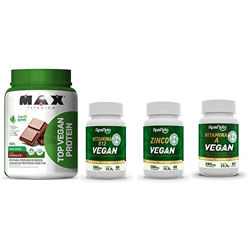 Kit Proteína Vegana 600g Choco + Vitaminas (A, B12 e Zinco)