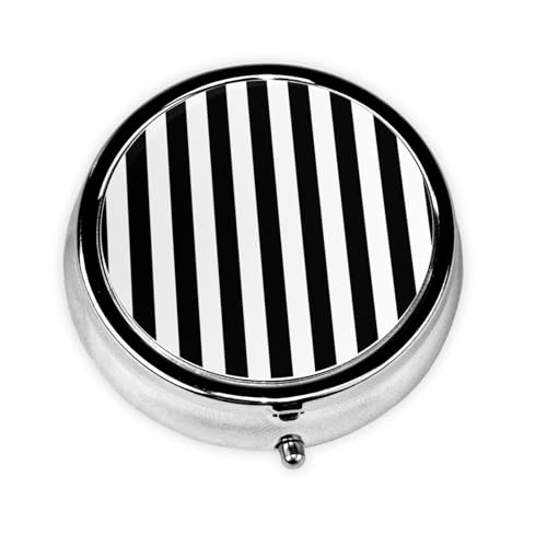 薬入れ ケース アニメ ミニボックス錠剤 薬箱 密閉 飴ケース 白黒ストライプ プリント 丸い 日常の医療のために ビタミン&サプリメント ネックレス 紐 ネジ 収納ケース