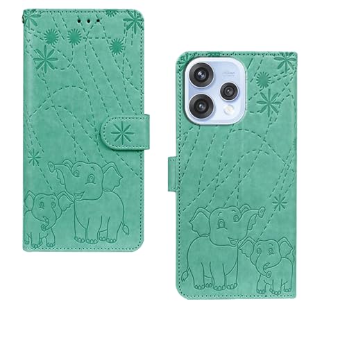 Image of amazon basics Oppo Reno 15 5G Flip Cover | Card Pockets Wallet & Stand | Flip Cover for Oppo Reno 15 5G (Green Elephant)