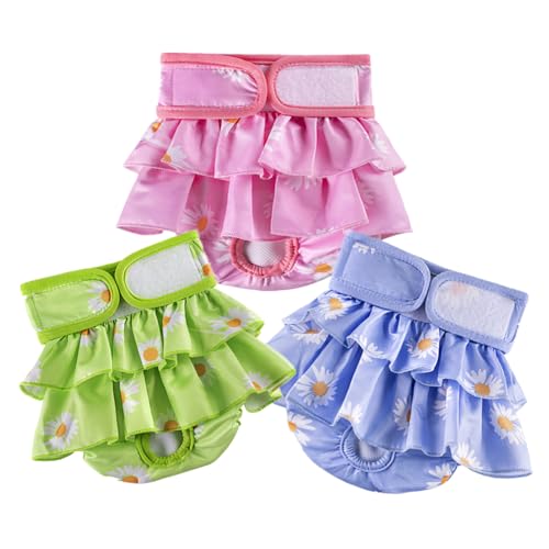 Dogs Physiological Pants,Reusable Dog Diapers Female,Washable Diapers（3 Pieces * L Size，Waist Circumference Between 19-25.5 inches） -  Daslakdc, mgslk-02