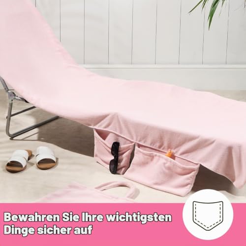 Brentfords Strandtuch mit Tasche für Sonnenliege Rosa, Mikrofaser Handtuch 75 x 215cm – Ansicht 6