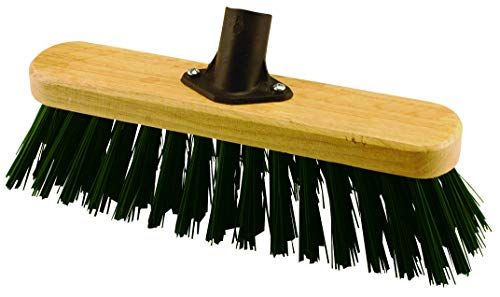 Elliott 29cm Green PVC Fibre Broom Head with Stiff Synthetic Bristles Heavy Duty, Ideal for outdoor use, Workshops, warehouses and Gardening