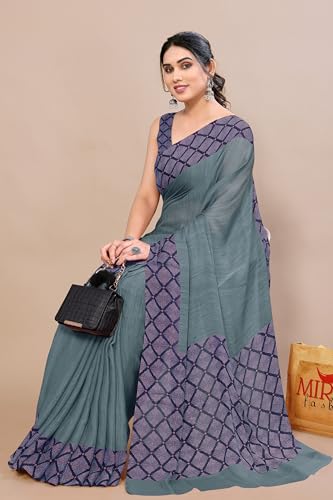 Image of MIRCHI FASHION Women Saree Ethnic Motif Print Chiffon | Breathable Lightweight Plain Weave Sari for Office and Daily Use (Available in 20 Designs)