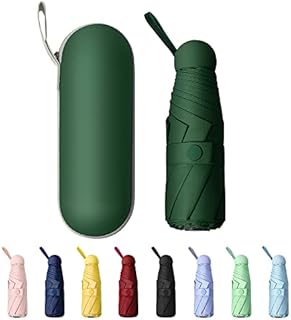 TIME LOVER Mini Windproof Folding Travel Umbrella, Sun & Rain Umbrellas, Compact Portable for Women Men (Dark green)