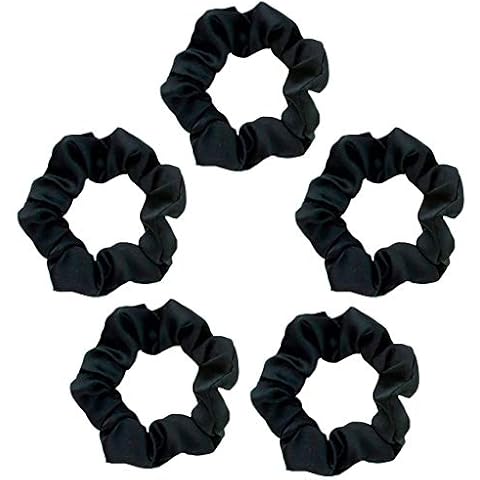 Kitsch Pro Satin Sleep Scrunchies 5-Pieces, Black- Black - 5 Count Cover