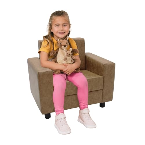 Factory Direct Partners Rustic Inspired Playtime Classic Reading Chair, Children's Commercial-Grade Upholstered Furniture for Home, Daycare, Preschool, Library; Comfy Modern Design - Pecan