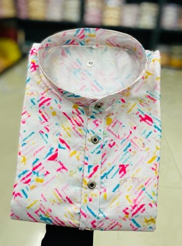 Image of FOXDX Men's Traditional Cotton Floral Printed Only Kurta