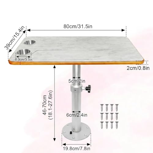 Mesa de comedor para RV con sobre efecto mármol y acabados premium de aluminio 3