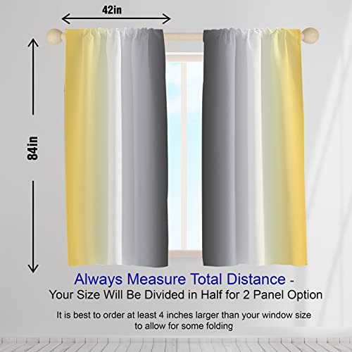 Aatter Yellow And Grey Ombre Window Curtains White Gray Black Living Room Bedroom Girls Room Kids Window Drapes Treatment Fabric 1 Pair Home Decor, 42" W X 84" L, Modern #TOP5