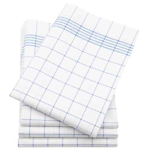 ZOLLNER 4er Set Geschirrtücher aus Mikrofaser - Mischgewebe in 43x60 cm - saugstarke und strapazierfähige Multifunktionstücher - waschbar bis 95°C – in weiß-blau kariert - Oeko Tex® Zertifiziert