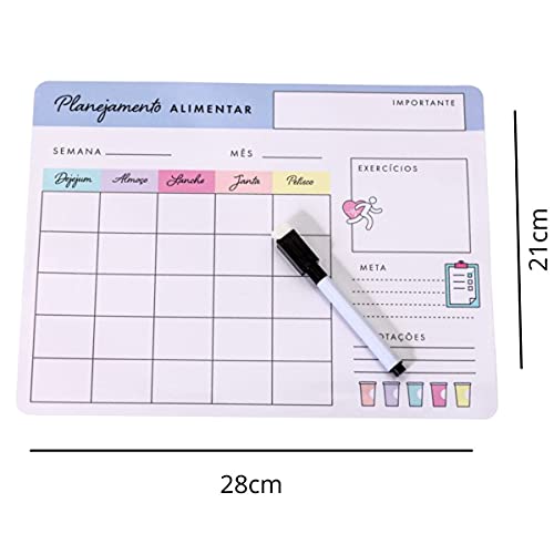 Imã Planner Magnetico lousa para Planejamento das alimentações dieta almoço regime emagrecer