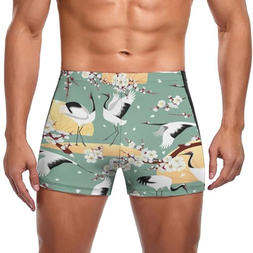 Short de bain fleurs et oiseaux blancs idéal pour vos vacances à la plage