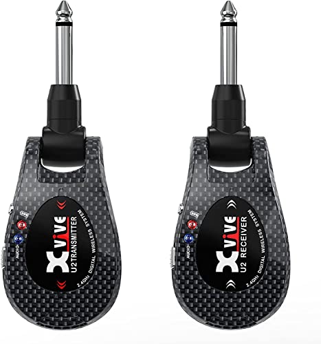 【Trasmissione del segnale chiaro a 2.4GHz】 La banda a 2.4GHz è ottimale per la chitarra senza fili, rispetto ai 5.8Ghz con trasmissione del segnale wireless non compressa, basso rumore, bassa latenza e altre caratteristiche eccellenti, approvate per l'uso in tutto il mondo.