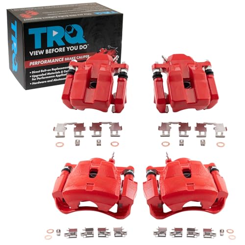 Image of TRQ Front and Rear Brake Caliper Set Performance Coated Brackets Compatible with 2012-2018 Toyota RAV4
