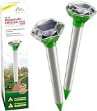 GARDIGO® Maulwurfschreck Solar 2er Set | Maulwurfabwehr, Wühlmausschreck | Gegen Maulwürfe, Wühlmäuse & Ameisen – Ultraschall Vertreiber für Garten bis 700 m² – Wetterfest