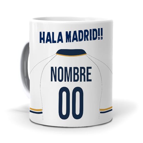 mundohuevo Taza de Cerámica Personalizada con Texto. Regalo Original. Madrid. Regalo Equipo de Futbol. Haz