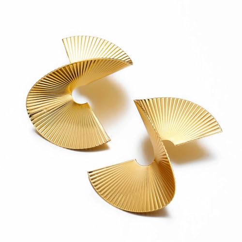 Gold Geometric Earrings Exaggerated Statement Earrings Punk Stylish Sectored Twisted Earring Jewelry for Women3