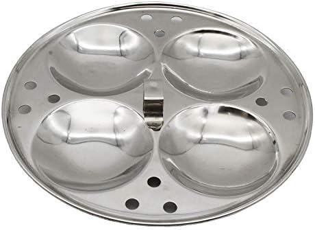 Diamond Stainless Steel Gas and Induction Base w/2 Plates, 9 Idlies Round Idly Maker Pot Set (Silver, Small)