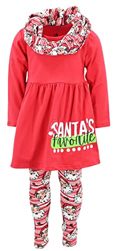 Image of Unique Baby Girls Kids Toddler 3pc Outfit Set Long Sleeve Stretch Tunic Top Leggings and Scarf