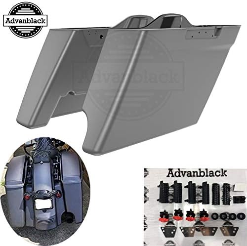 US Stock Moto Onfire Extended Bags 2 into 1 Bottoms, Charcoal Denim 4 1/2 INCH Stretched Saddlebags Fit for Harley Touring Road Glide, Street Glide, Electra Glide, 2014 2015 2016 2017 2018 2019 2020
