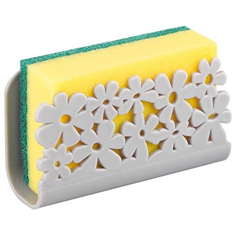 Never Rust Plastic Sponge Holder, Tomorotec Sink Caddy Sink Suction Cups Easy Access Holder Shower and Kitchen Organizer Quick Drain Easy Attach (Gray) Cover