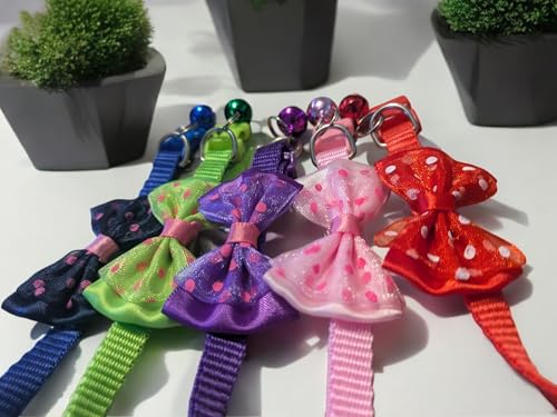 Pet Collar with Bow and Bell, Set of 5, Multicolor, Small (14cm to 30 cm)
