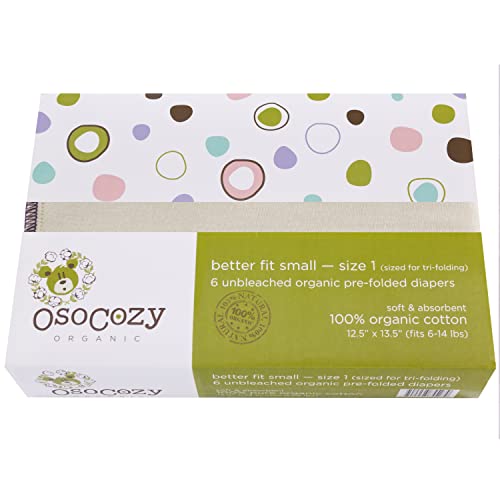 Image of OsoCozy Organic Cotton Prefold Cloth Diapers (6pk) - Super-Soft, Thick, Absorbent, Durable and Ecologically Friendlier.