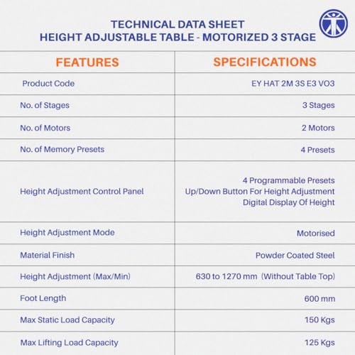 Image of ErgoYou Premium Electric Height Adjustable Table - Heavy Duty - Dual Motor 3 Stage - 150 Kgs Max Weight Capacity - E3A Series - Ergonomic Sit Stand Desk - White Steel Frame