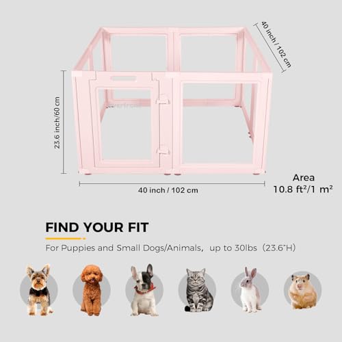 Image of EVERFRONT Clear Acrylic Dog Playpen - Clear Dog Play Pen - Easy Assemble Acrylic Dog Playpen - Puppy Playpen, Cat Playpen, Small Animal Playpen, Dog Play Pen Indoors