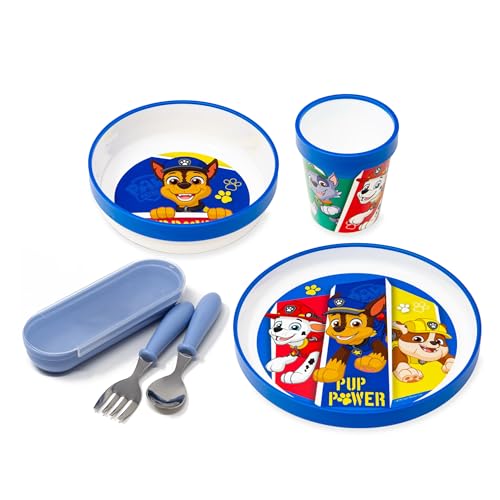 Stor Vajilla Infantil Paw Patrol Antideslizante 5 Piezas – Plato, Cuenco, Vaso y Cubiertos con Estuche – Juego de Vajilla Reutilizable y Libre de BPA – A partir de 4 Años