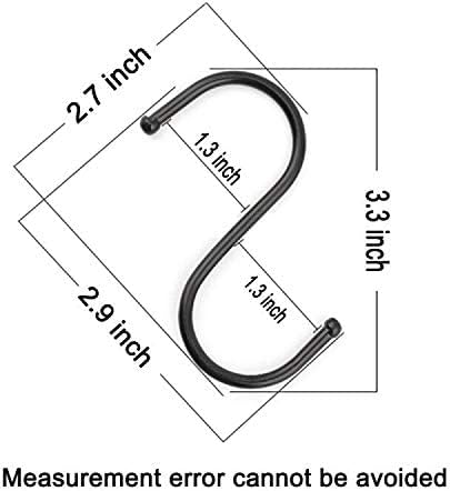 LOYMR 20 Pack 3.3 Inches Heavy Duty S Hooks Hanging Hangers Pan Pot Holder Rack Hooks for Spoons Pans Pots Utensils Clothes Bags Towels Plants etc