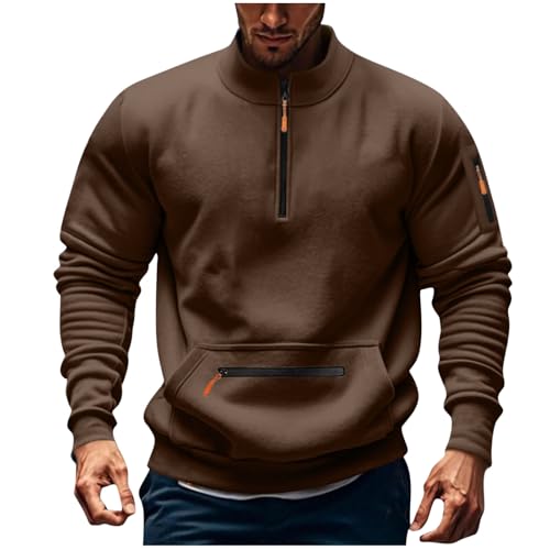 Mens Quarter Zip Up Sweatshirt Long Sleeve Big and Tall Fashion Cargo Clothes Fall Winter Tactical Workout Pullover