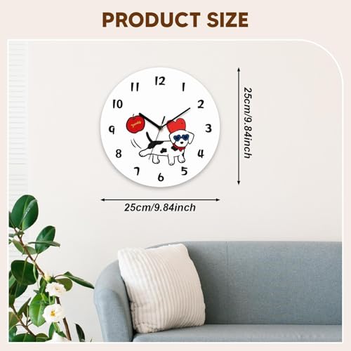 Horloge murale décorative en forme de chien rockible de 25cm silencieuse - 4