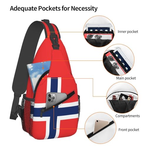 ASYG Norway Sling Bag Norway Flag Shoulder Bag Norway Crossbody Chest Daypack Casual Backpack Flag Bag for Norwegian4