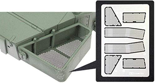 Photo-etched parts for mesh baskets on Tamiya Leopard 2 A6 model