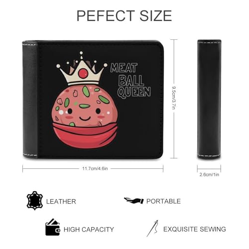 Meatball Queen Bifold Wallet for Men Women PU Leather Slim Purse Pocket Wallet with Card Holder2