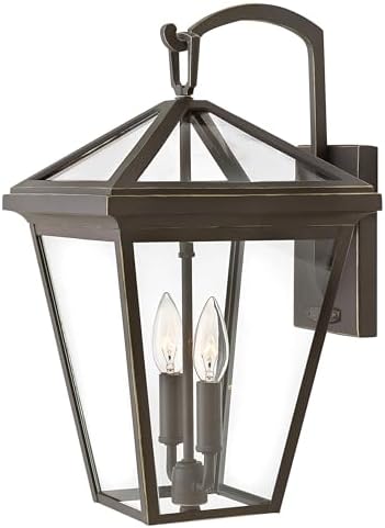 Hinkley Alford Place 2564OZ Medium Outdoor Wall Mount Lantern, Die Cast Aluminum Frame, Sealed Clear Glass, Oil Rubbed Bronze