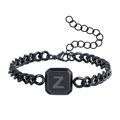 Image of Bellino Initial Bracelet Cuban Link Chain Mens Bracelets Jewelry Gifts