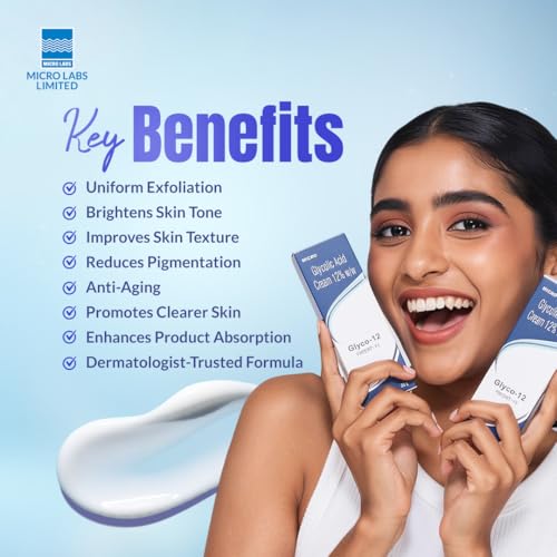 Image of Glyco 12 Glycolic Acid 12% Cream for Pigmentation, Dark Spots, Acne Marks & Uneven Skin Tone | Dermatologist-Recommended for Skin Renewal, Clarity & Even Tone- 30gm (Pack of 3)