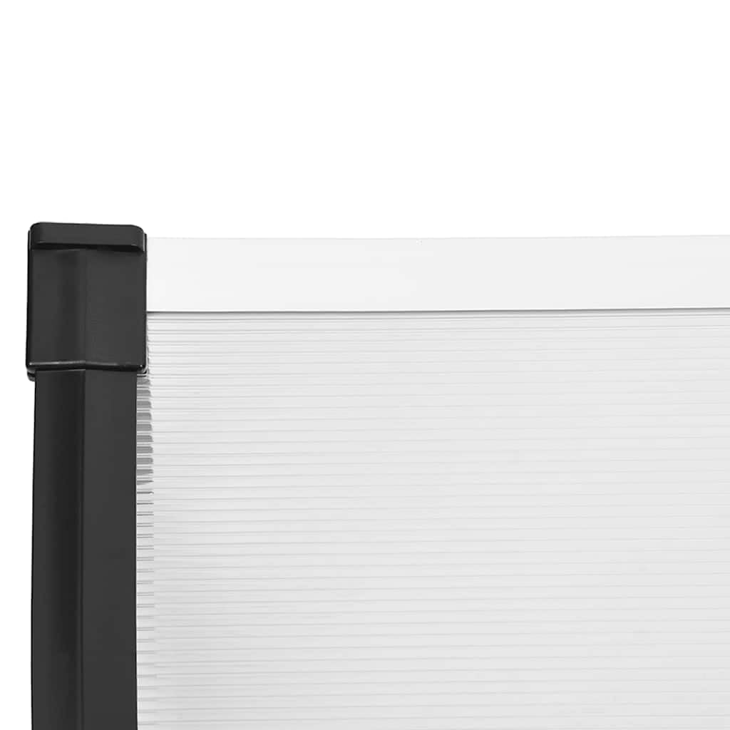 vidaXL Marquesina de Puerta, Toldo para Porche Ventana, Refugio de Lluvia Nieve, Marquesina Exterior, Policarbonato Negro y Transparente 239x90 cm