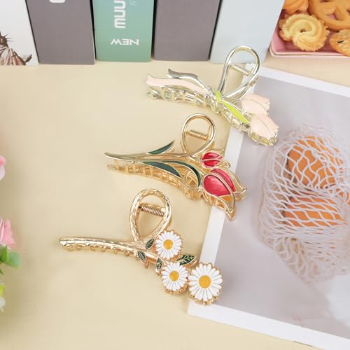 Set de 3 Pinzas Florales de Metal Multicolor para Cabello miniatura 5