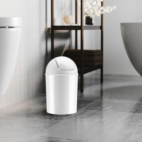 Image of Umbra Mini Waste Can 1-1 /2 Gallon with Swing Lid, White