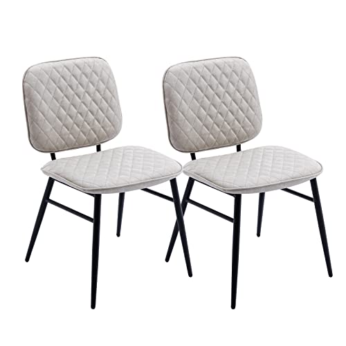 chairus Chaise de Cuisine Lot de 2 en Cuir PU Chaises de Salle à Manger Chaise de Chambre sans Accoudoirs Moderne Chaise pour Salon Bureau (Beige-2) Cover