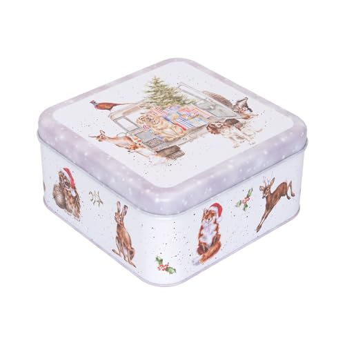 Wrendale Designs Boîte carrée en étain Motif animaux de la forêt d'hiver