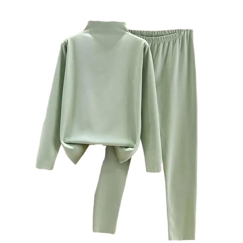 OFFSUM Ropa Interior Térmica Mujer - Traje De Lencería De Invierno para Mujer, Tops Ajustados De Terciopelo con Cuello Medio Alto + Pantalones Largos, Ropa De Descanso Informal Y Cálida De 2 Pie