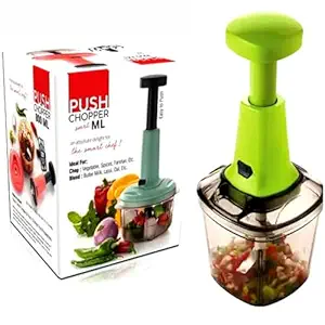 Manual Hand Press Multipurpose Bingo Push Chopper with Stainless Steel Blades for Effortless Chopping Vegetables & Fruits Cutter (Assorted,plastic)
