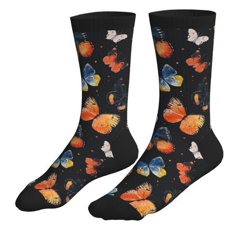 Calcetines A Media Mariposas De Colores Calcetines De Trabajo Hombres Y Mujeres Media Deporte Cómodos Sports Sock Para Deportivos Running Ciclismo 40Cm