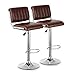 IKAYAA Lote de 2 Taburete de Bar Altura Ajustable con Respaldo Set de 2 Taburetes Color Café