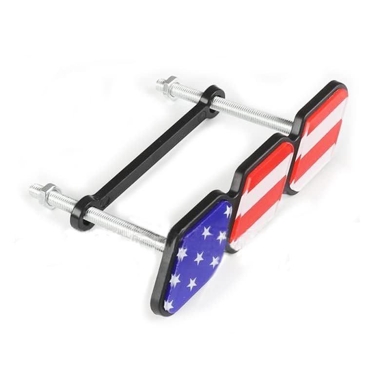 Image of Tri-Color Grille Badge Emblem Decoration Accessories Car Truck Label Compatible for Tacoma 4Runner Tundra Sequoia Rav4 Highlander (Color Flag)