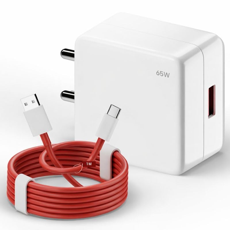 Image of AILKIN 65W Fast Charger Adapter with Type-C Dash Cable - Compatible with one+ 13 /13R, 12 /12R, 11 /11R, 10 /10 Pro, 9 /9 Pro /9R, 8 /8T, 7, Nord, CE 3 & More Devices